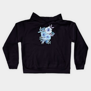 Watercolor Blue floral bouquet Kids Hoodie